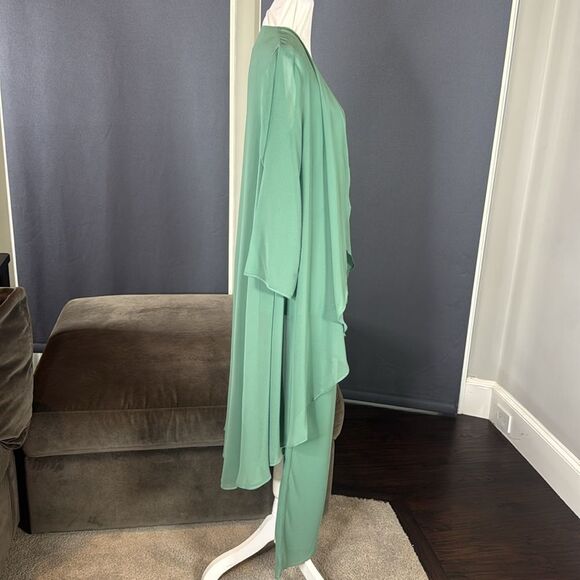 Women’s Green Chiffon 3 Piece Mother of the Bride Formal Pant Suit Size 2 - Picture 3 of 14